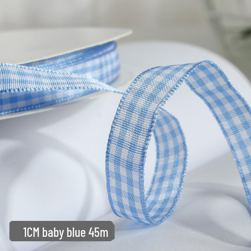 1cm Solid Color Plaid Ribbon for Cake Box Packaging and Decoration