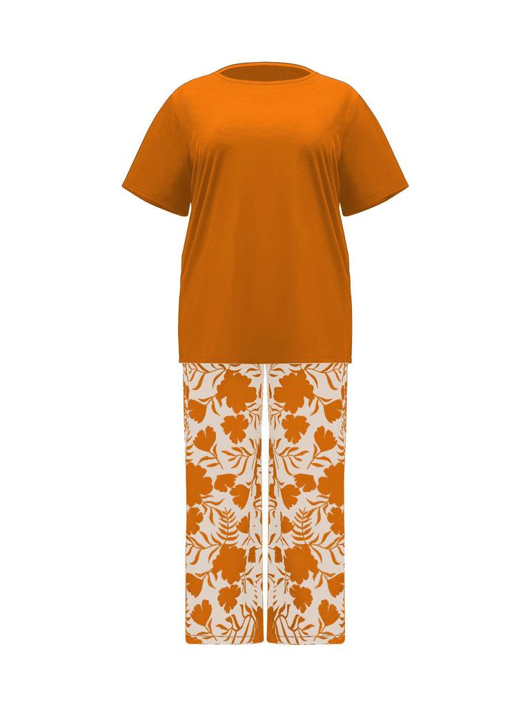 Women's Summer Fashion: Loose Printed Pants & Casual Top Two-piece Set