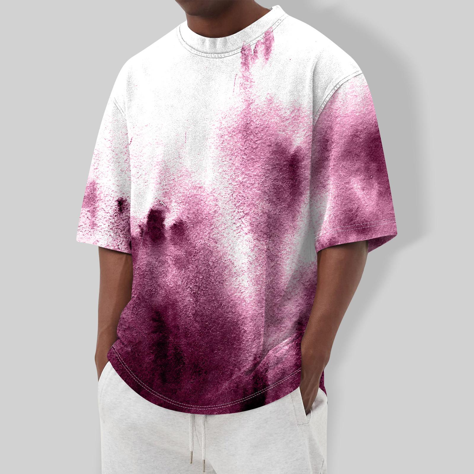 

Летняя мужская популярная футболка с круглым вырезом и коротким рукавом с принтом розовый