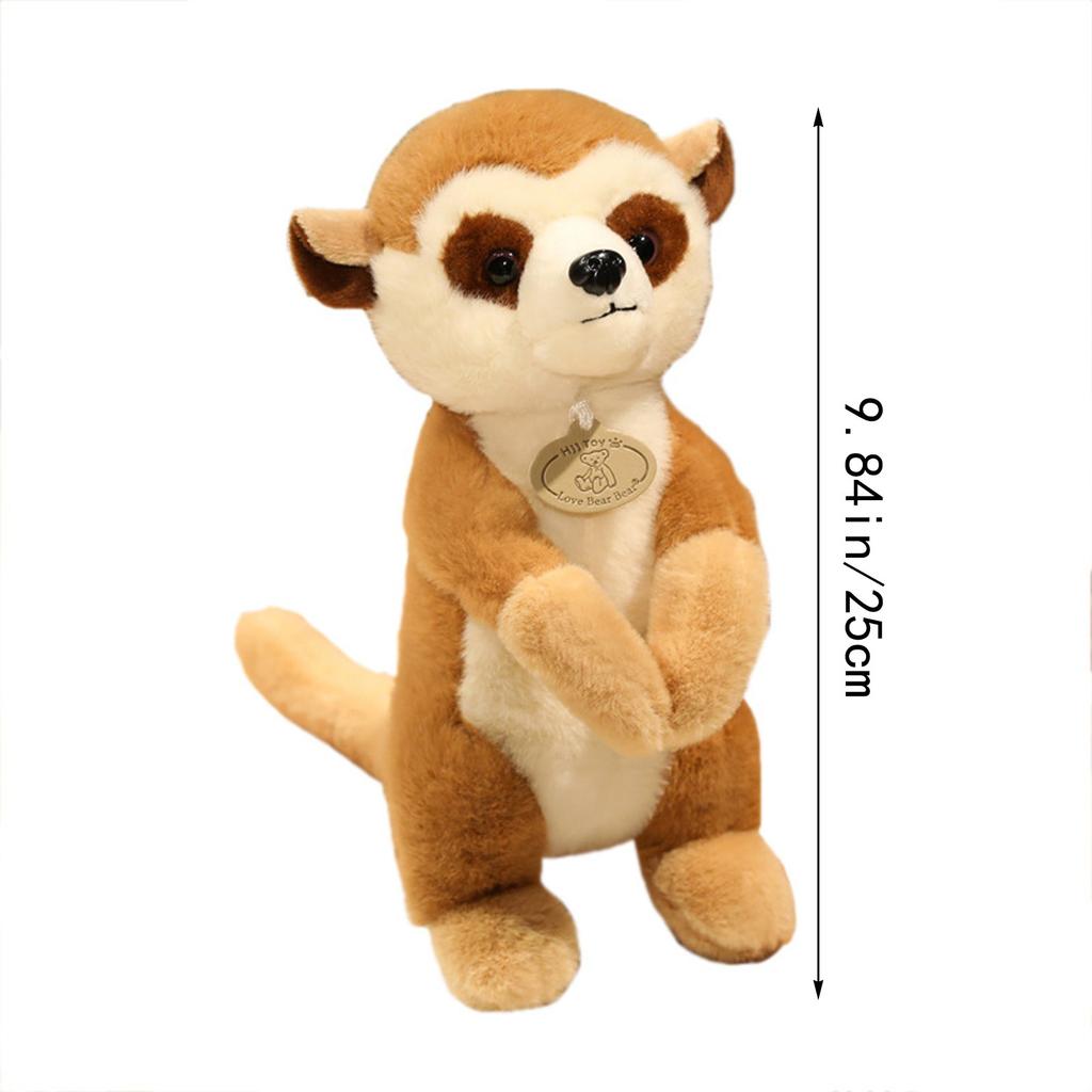 Meerkat Plush,Big Eyes Lemur Doll Long Tail Lemur Plush Toy Link Tail Monkey Forest Animal Doll