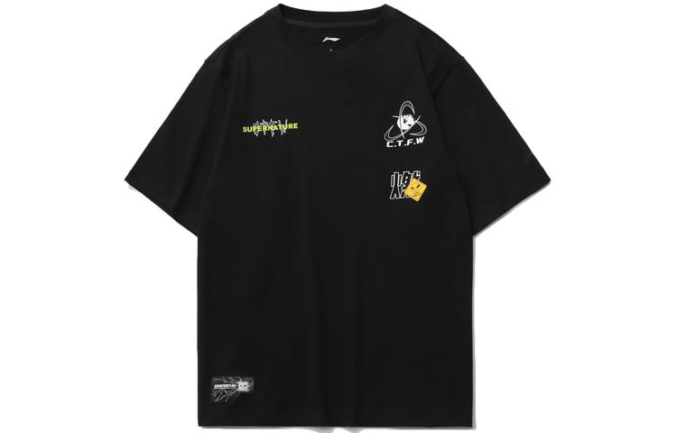 Li Ning CF T Shirts Unisex Crew Neck Moderate Straight Fit AHSR552-1 L