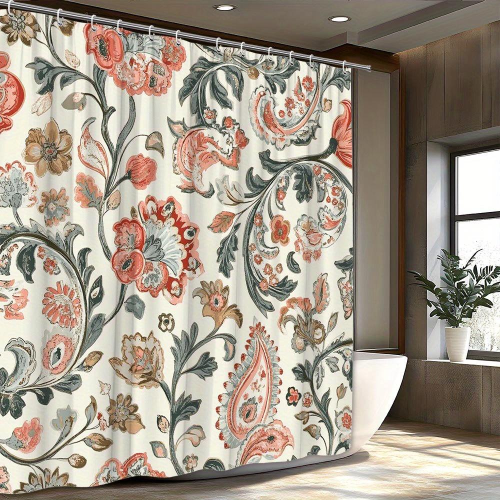 Elegant Vintage Floral Polyester Shower Curtain for Bathroom Decor Waterproof Liner Romantic Cottagecore Style Home Essentials