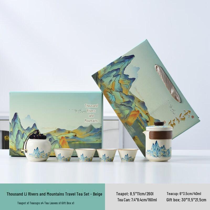 AKIRO Scenic Landscape Travel Tea Set