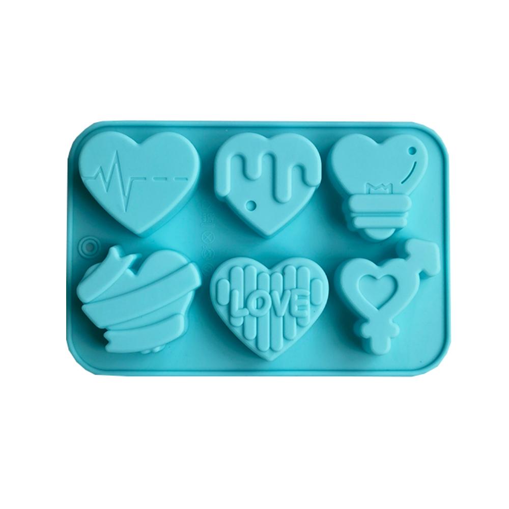 1/2pcs 6 Holes Love Silicone Candy Mold DIY Heart Shaped Candle Soap Mould Chocolate Pudding Jelly Cake Decoration Baking Tool