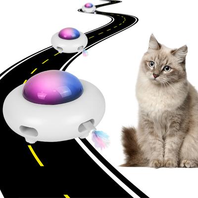 Automatická zábava pro kočky Elektrická hračka pro kočky s vyměnitelným peřím UFO Gramofon pro domácí mazlíčky Chytání chovatelských potřeb Interaktivní