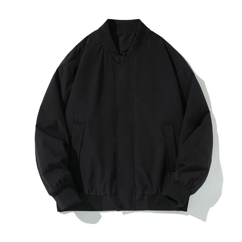 Men's Versatile Loose-Fit Baseball Jacket - Solid Color, Casual Spring/Autumn Style