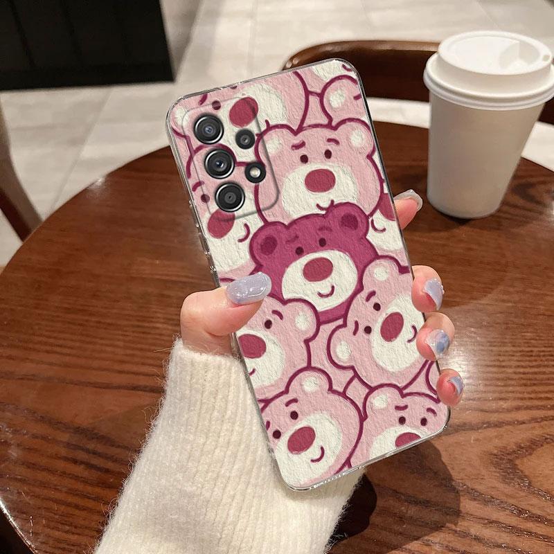 Clear Case For Samsung Galaxy A57 A37 A56 5G A36 Cases A55 A54 A35 A26 A07 A17 A16 A06 A34 A15 Soft Cover Strawberry Bear Lotso