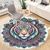 1pc Tiger Mandala Art Carpet, Round Non Slip Durable Large Size Office Carpet, Suitable for Office