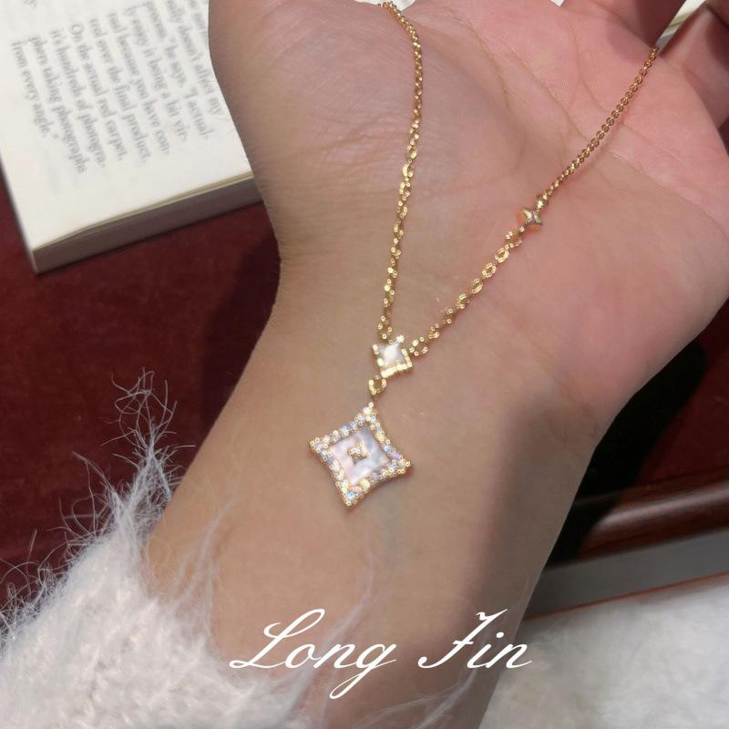 Shining Star Series Set Necklace Bracelet Earrings Fritillary Quadrangle Diamond High-End Jewelry Live Special For