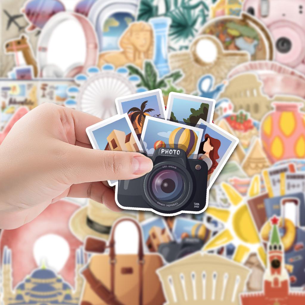 50 Vacation Travel Graffiti Stickers Car Mobile Phone Computer Decoration Stickers Waterproof Creative Children Cartoon Stickers