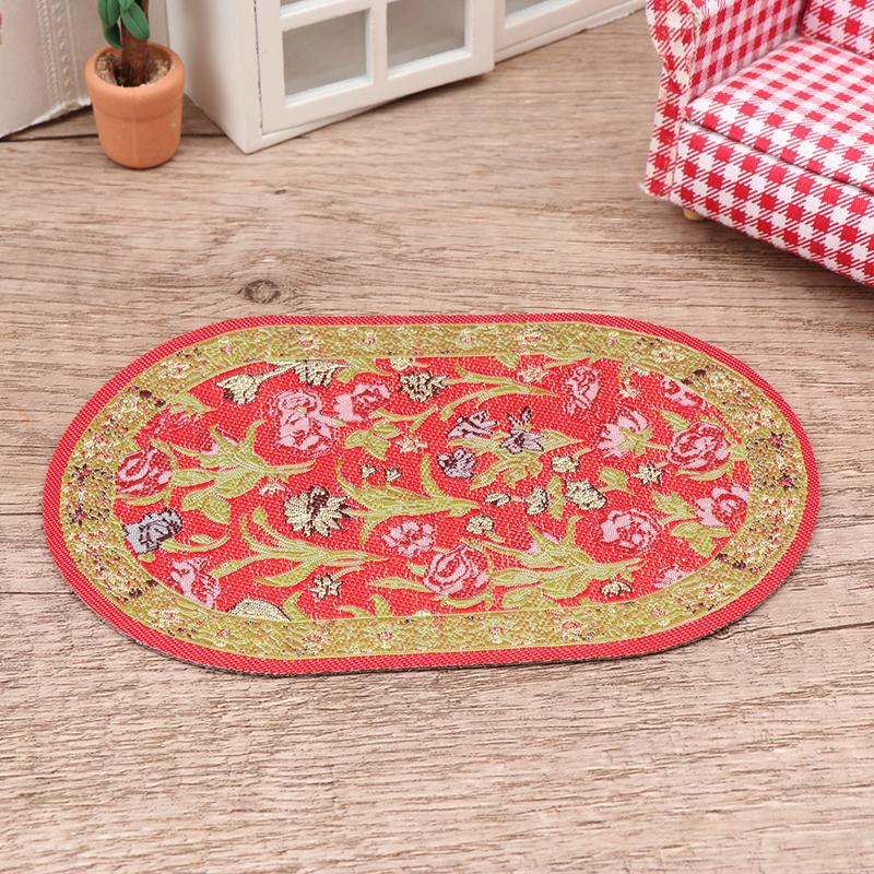 1:12 Puppenhaus Miniatur runder Bodenteppich, ovaler Teppich, Bodenmatte, Modell, Schlafzimmer, Wohnzimmer, Dekor, Spielzeug, Puppenhauszubehör