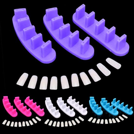 3x Nail Acrylic Base Display Training Frames 10x False Nail Tips Manicure Tool