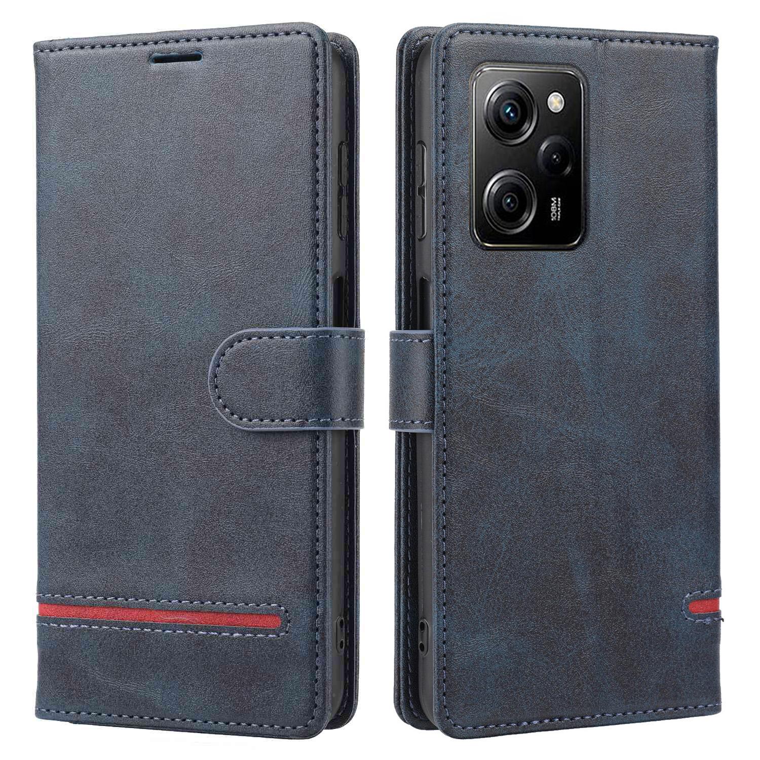 

Для Xiaomi Redmi Note 12 Pro 5G/Note 12 Pro Speed 5G/Poco X5 Pro 5G Кожаный чехол-кошелек с подставкой в виде горизонтальной линии Blue