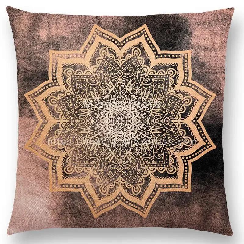 Neuer verträumter Regenbogen Boho Wunderschöne Mandalas Freier Geist Savanne Drucke Goldene Nächte Seelen Kissenbezug Sofa Überwurf Kissenhülle