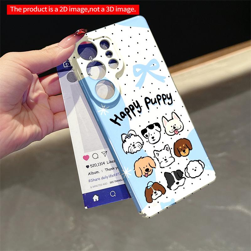 2DFlat Samsung Phone Case Happy Puppy Dog Faces Phone Case Applicable To Galaxy S22 S23 S24 S25ULTRA S26 A12 A13 A14 A15 A16 A34 A35 A54 A55