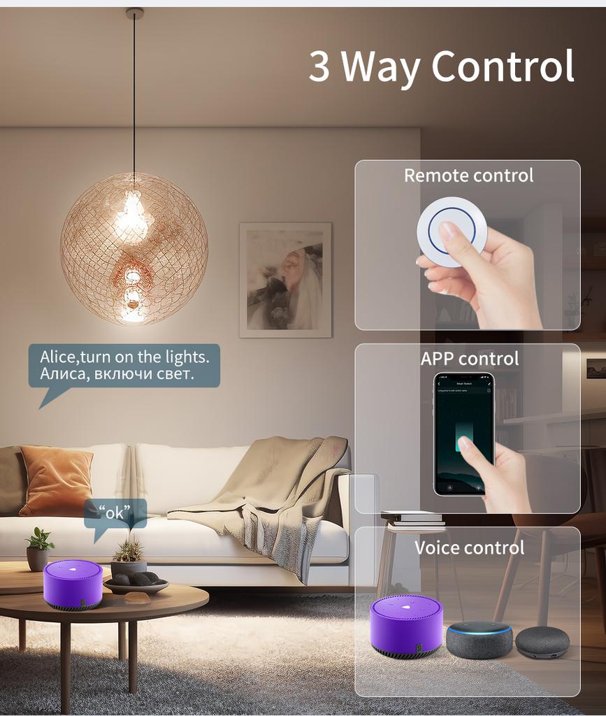 Tuya WiFi Smart Switch 16A RF 433Mhz Drahtloser Relaisempfänger Mini Runder Panelschalter Alexa Google Home Alice Sprachsteuerung