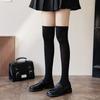 Black And White Socks Women'S Autumn And Winter Tube Socks Japanese Solid Color Calf Socks Cotton Korean Version Knee Socks Zhuji Socks Wome