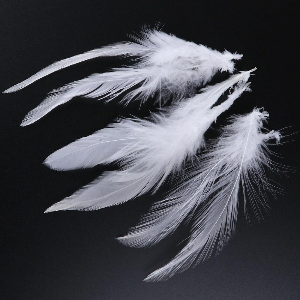 800-1000 PCS/Lot White Rooster Feathers Trim 4-8" Chicken Feather Strip Natural Feather Plumes Jewelry Costume Hat Party Decor