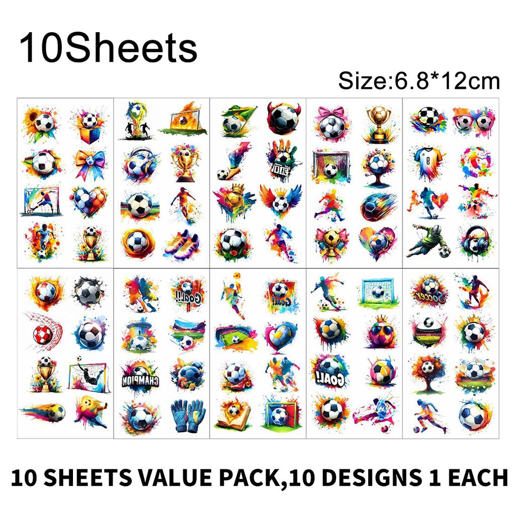 10/20/30Sheets Temporary Tattoos for Football Soccer Fan Fake Tattoo Sticker Waterproof Tattoo Sticker Sleeves Man Women