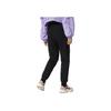 Li Ning Sports Trend Series Solid Color Logo Embroidered Fleece Cuffed Knitted Sweatpants Women Bottoms Black AKLSB52-1