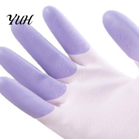 Dish Scrubbing Gloves for Home 2PCS PVC Dishwashing Gloves, Reusable Oil Resistant Cleaning Extended Flexible Waterproof Cuffs Kitchen And Household