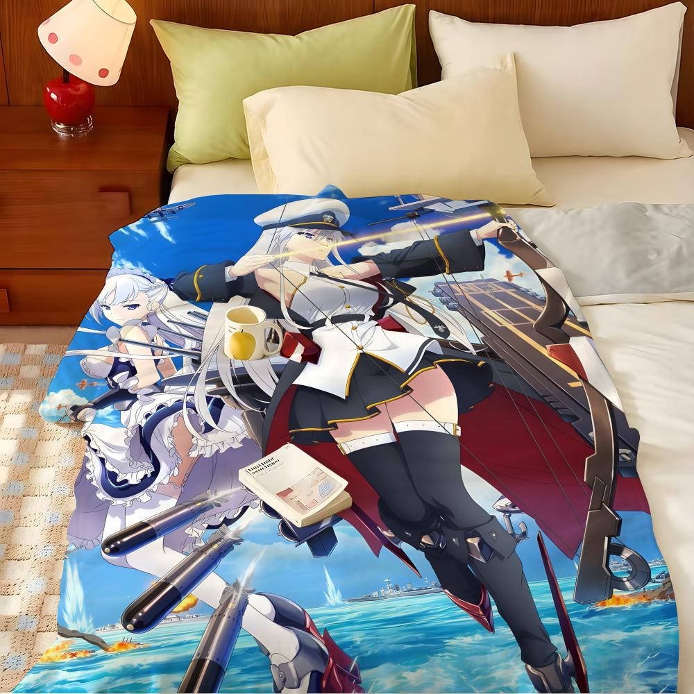 Game A-Azur L-Lane Throw Flannel Throw Blanket, Lightweight Cozy, Durable Washable cute Cool