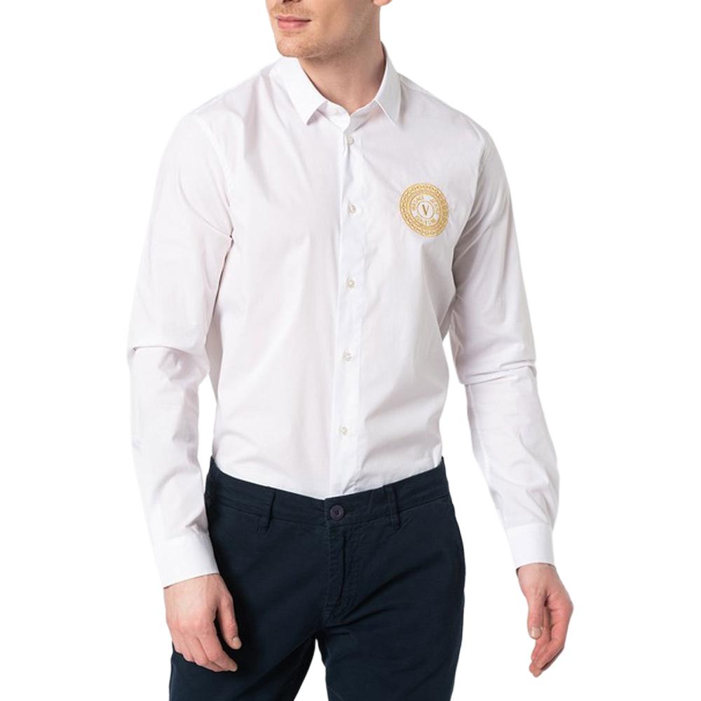 VERSACE JEANS COUTURE Shirts Men's White Lapel Moderate Shirt B1GWA6S4-30421-003