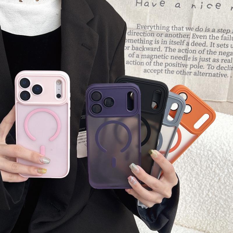 iPhone 17 Pro Max Solid Color Matte Photo Frame Case - Skin-Feel Protective Cover for Apple 14PM, 15PM, 16PM.