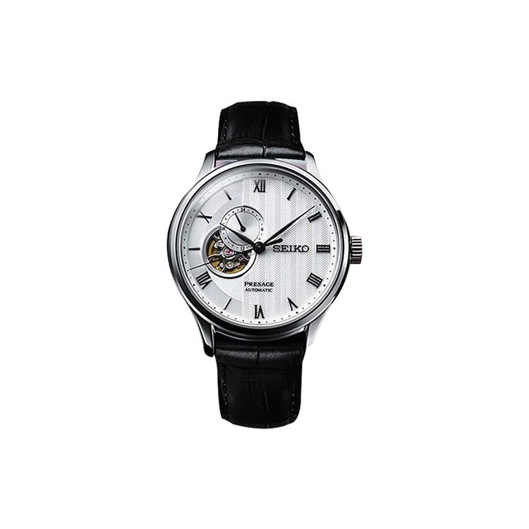 SEIKO Presage 30m Water Resistant Manual Mechanical Movement Leather Strap Watch Men s Watches SSA379J1 White Dial