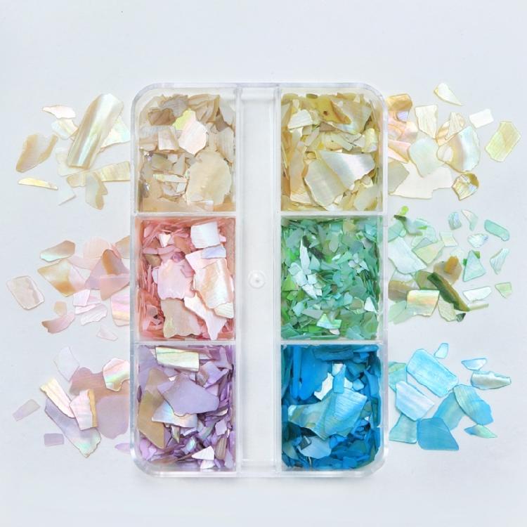 Natural Friendly Shell Nail Art Pieces 6 Color Options Waterproof Glitterings Texture Long Wear Manicure Accessories For Women Girls