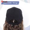 Synthetic Wig Hat with Natural Wave Hair Extensions Attached for Woman Baseball Cap Wig Black Curly Wavy Hairstyle Adjustable