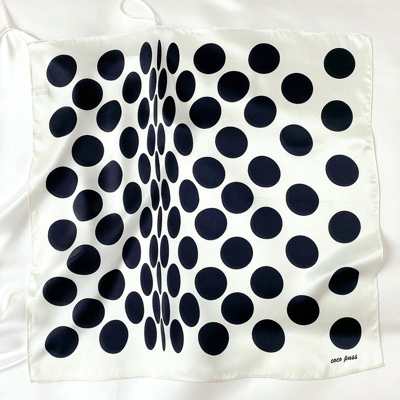 

Новый корейский шелковый модный квадратный шарф в горошек для женщин, декоративный шарф двойного назначения, рубашка, маленький шелковый шарф, шелк тутового шелкопряда 53*53cm