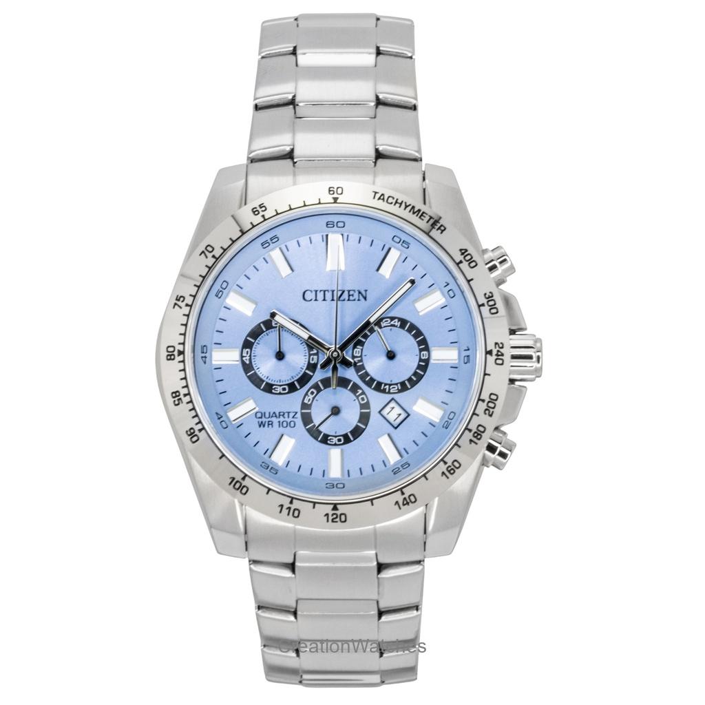 

Мужские часы Citizen Chronograph из нержавеющей стали с синим циферблатом, кварцевые, AN8230-59L, 100 м синий