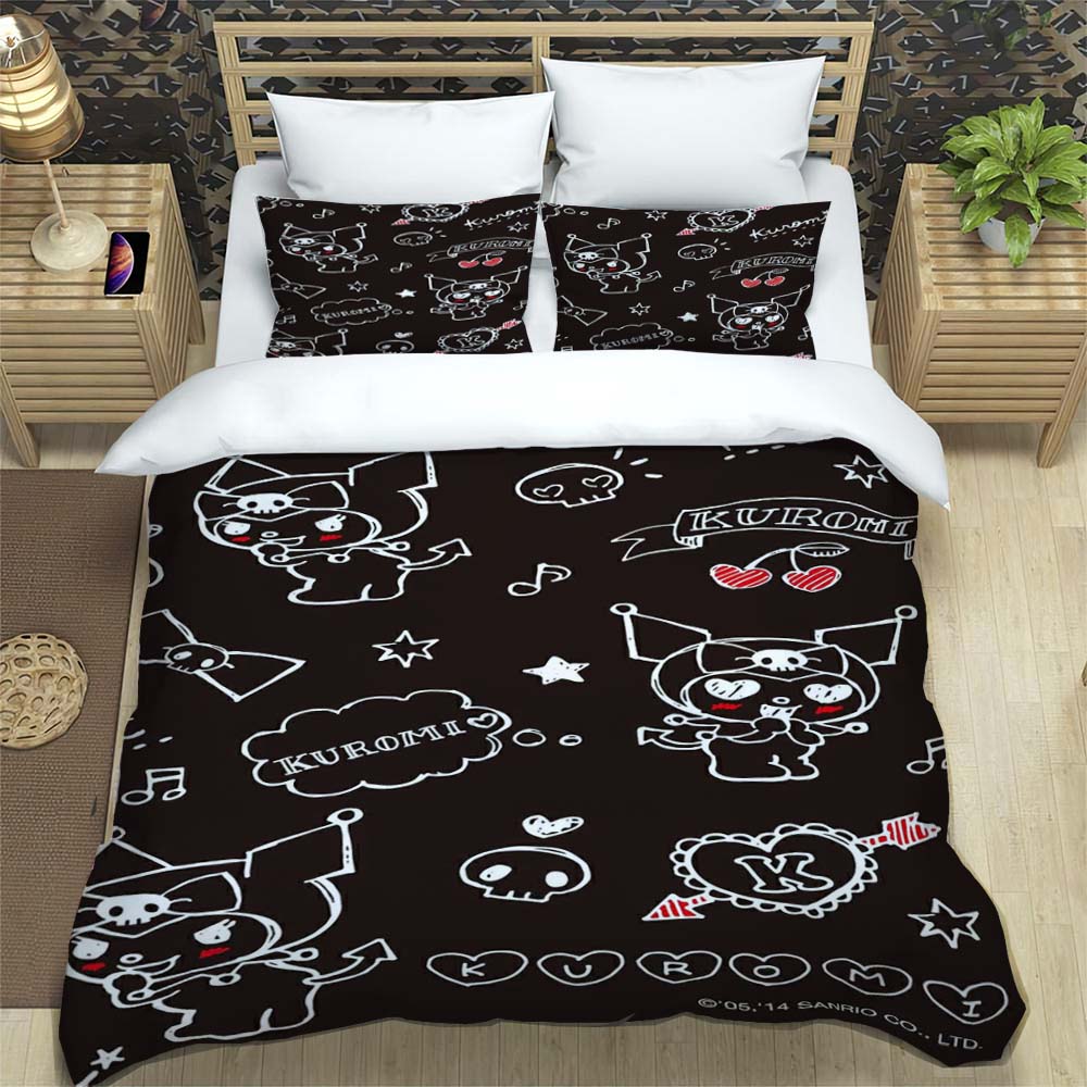 

Kuromi 3-piece Cartoon Bedding Set, Exquisite Adult and Children s Bedding Set, Suitable for Double and Single Beds, Large Size. 135x200cm