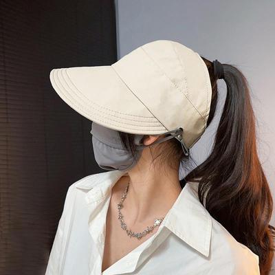 Ruth's Hollow Top UV Protection Women's Fisherman Cap with Face-Slimming, Hangable Mask
