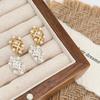 Elegant Geometric Pearl & Zircon Stud Earrings: European & American Retro Fashion Style