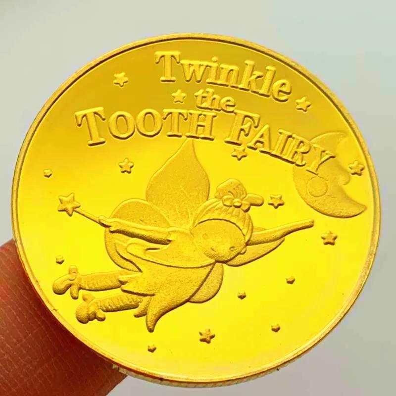 Zahnfee Vergoldete Kinder Schmetterling Goldmünze Gedenkmedaille Zähneknirschen Aufmuntermünze 30mm Mond Baby Gedenkmünze