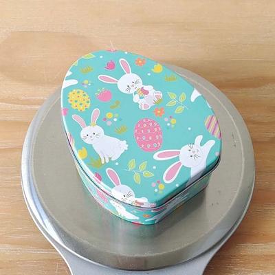 Metal Easter Egg Candy Box Exquisite Dust-proof Egg Shaped Tinplate Box Cartoon Small Rabbit Iron Case Cosmetic