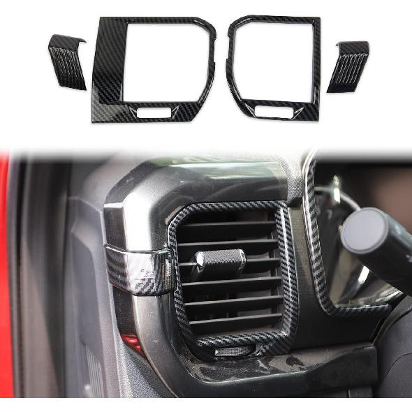 

Korlot Carbon Fiber Air Vent Cover AC Outlet Trim kit Interior for Ford F150 2021+