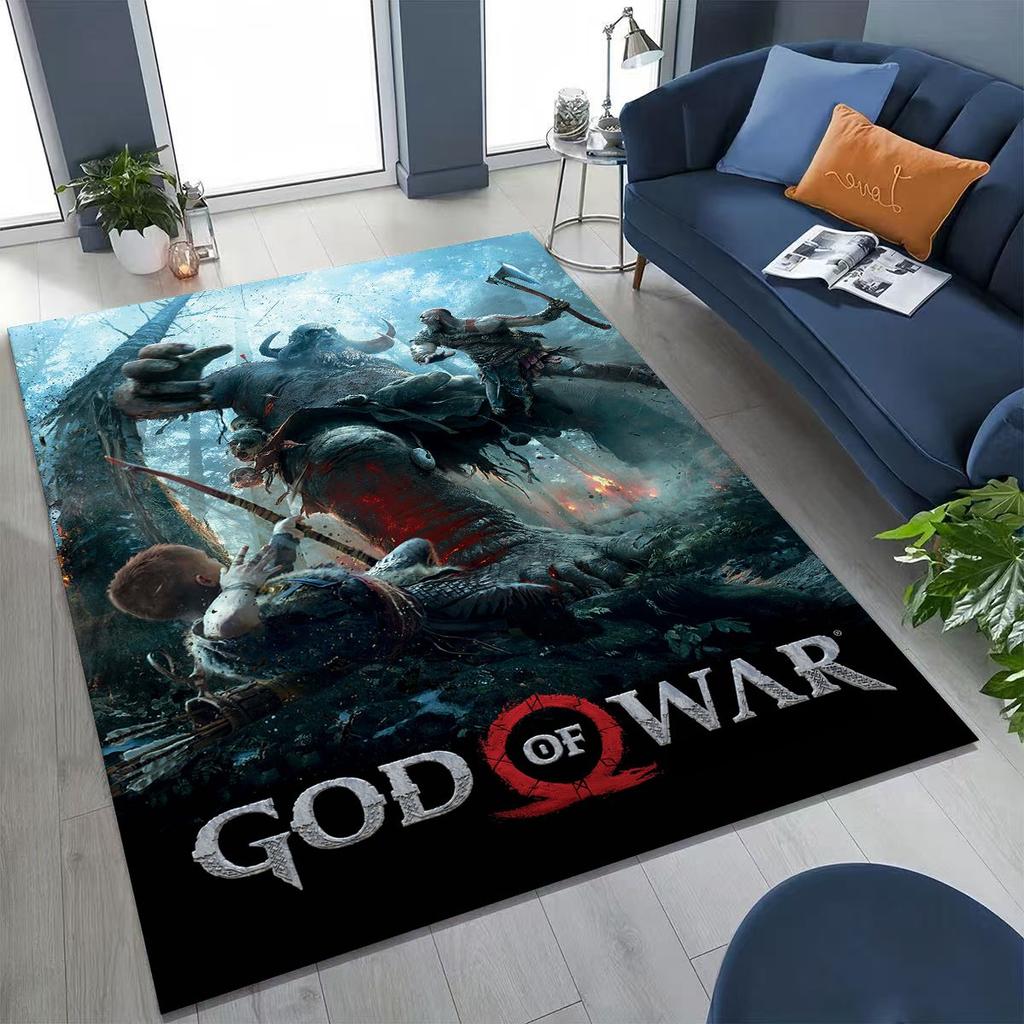 Classics God of War Kratos 3A Game Gamer Rug for Bedroom Living Room Sofa Home Doormat Decor, Large Kids Play Non-slip Floor Mat