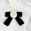 Camellia Flower Brooches Balck Bow Lapel Pins For Women Corsage Shirt Scarf Buckle Badge Accessories
