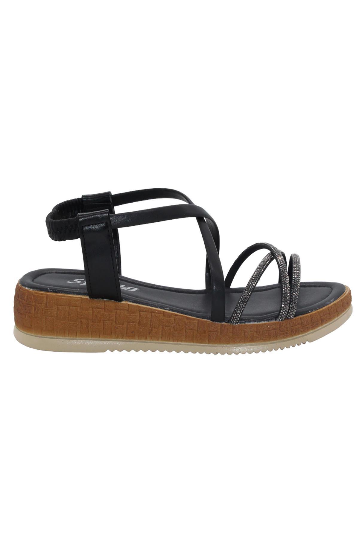 

Женские повседневные сандалии Srg S28, черная повседневная летняя обувь с камнями