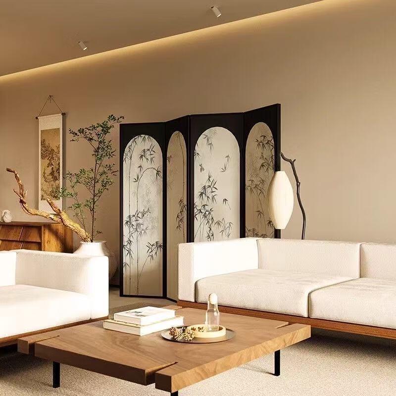 Bamboo Pattern Folding Privacy Screen