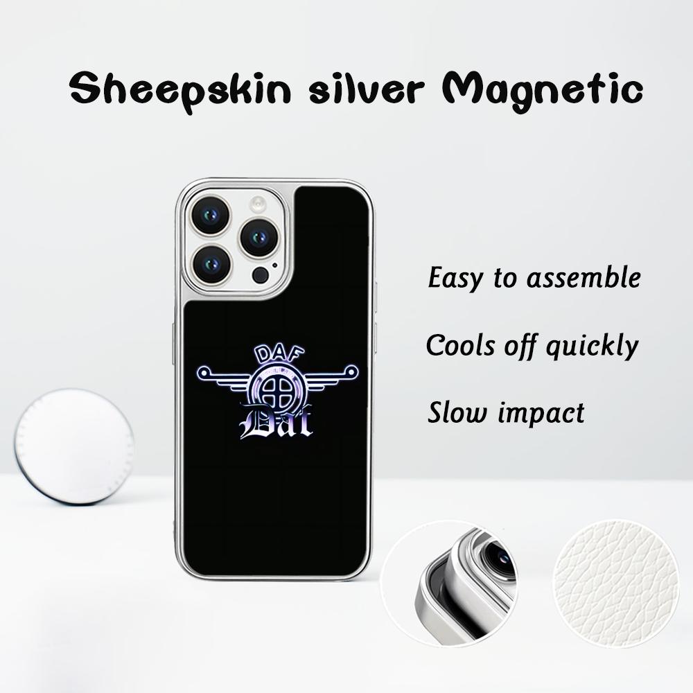 Daf logo cool car fashion design Phone Case for iPhone 16 15 14 13 12 11 Pro Max Sheepskin Silver-edged protective case