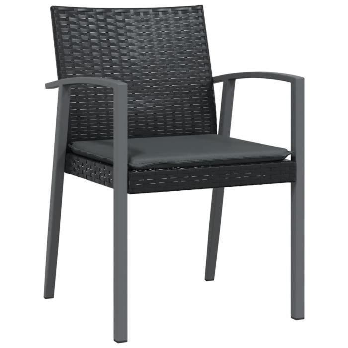VidaXL Chaises de jardin et coussins lot de 2 noir 56,5x57x83 cm rotin 364096