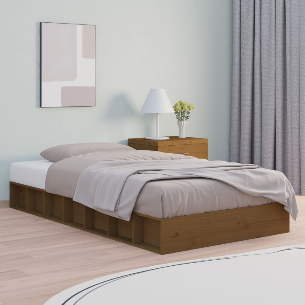 Solid Wood Bed Honey Brown 75 x 190 cm