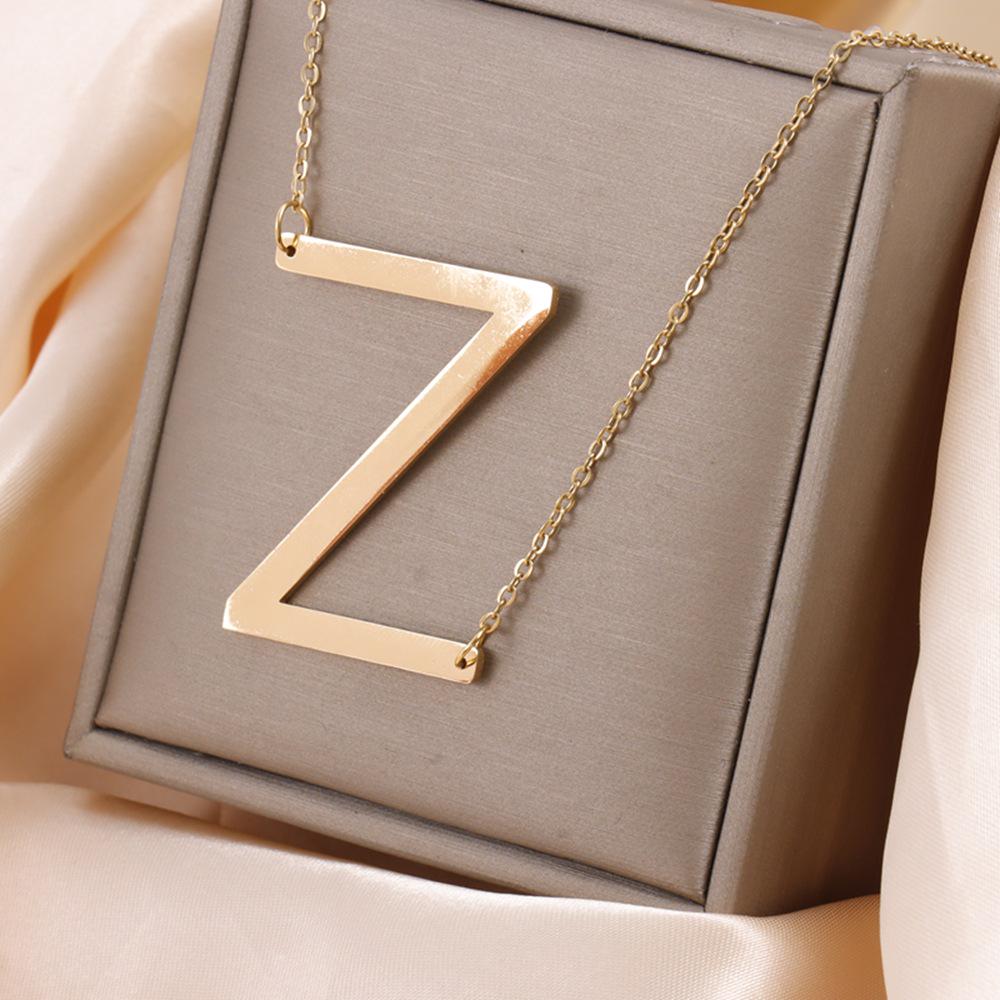 Minimalist Gold Plated Titanium Steel English Letter Pendant Necklace