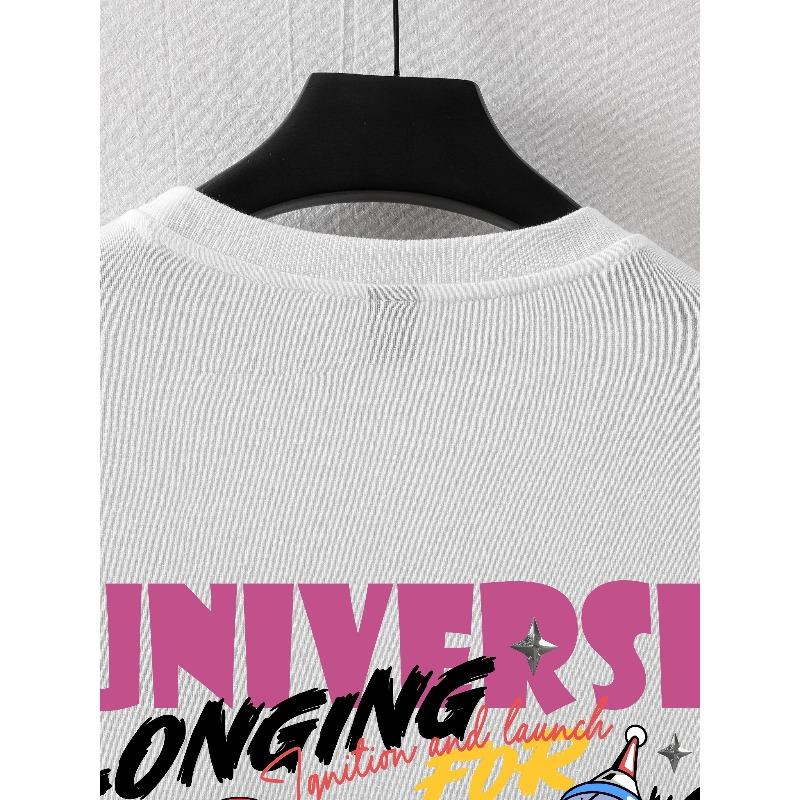 Men's Street Style Rocket Graffiti Print T-Shirt - Casual, Loose Fit with Crew Neck, Breathable, Machine Washable - Perfect for Summer