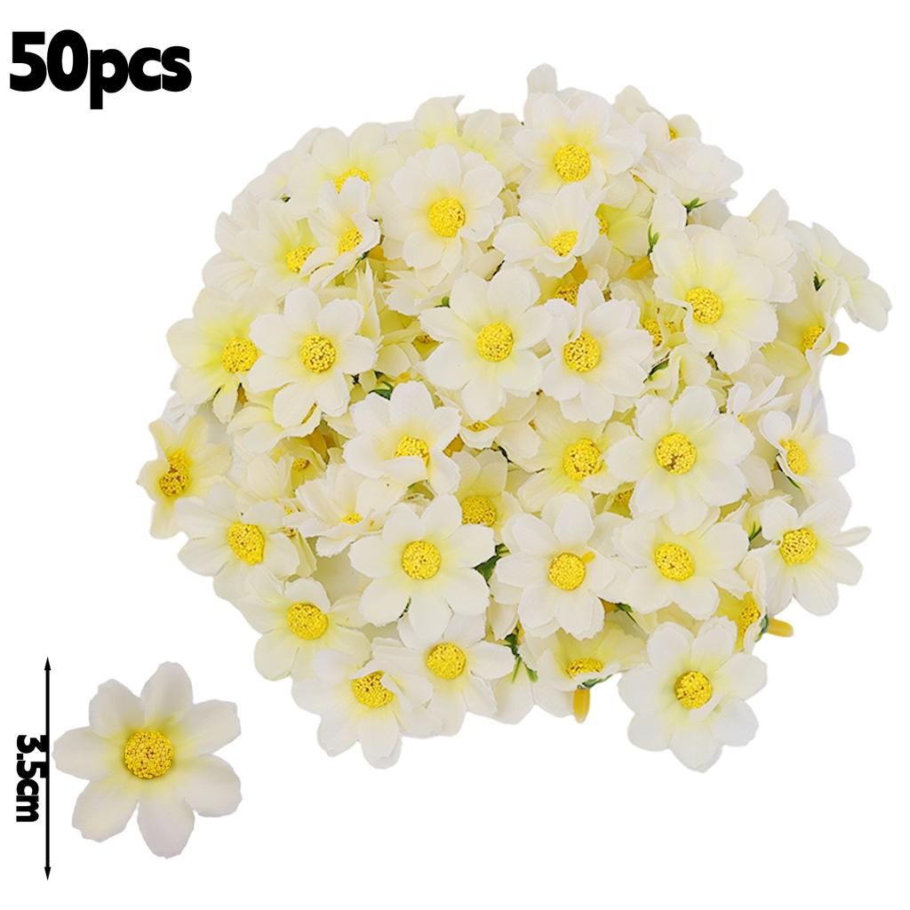 50/1000pcs Artificial Mini Daisy Flowers 3.5cm Silk Fake Flowers Heads for Home Wedding Decoration DIY Sunflower Wreath Gifts