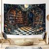JAWO Fantasy Fairy Forest Tapestry Aesthetic, Witchy Mushroom Moon Vintage Library Nature Tapestry Wall Hanging for Bedroom, Dar